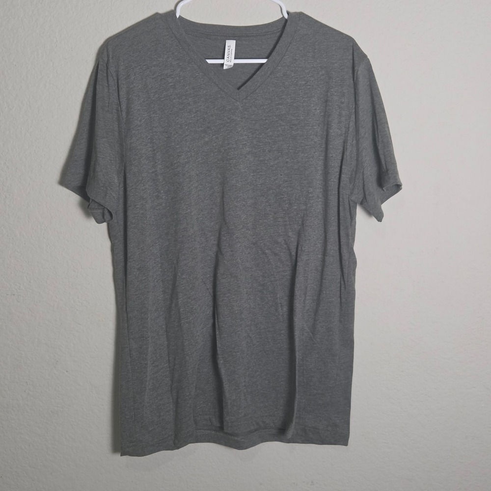 Bella+Canvas V-Neck T-Shirt Women Large Gray Excellent Short Sleeve Heathered